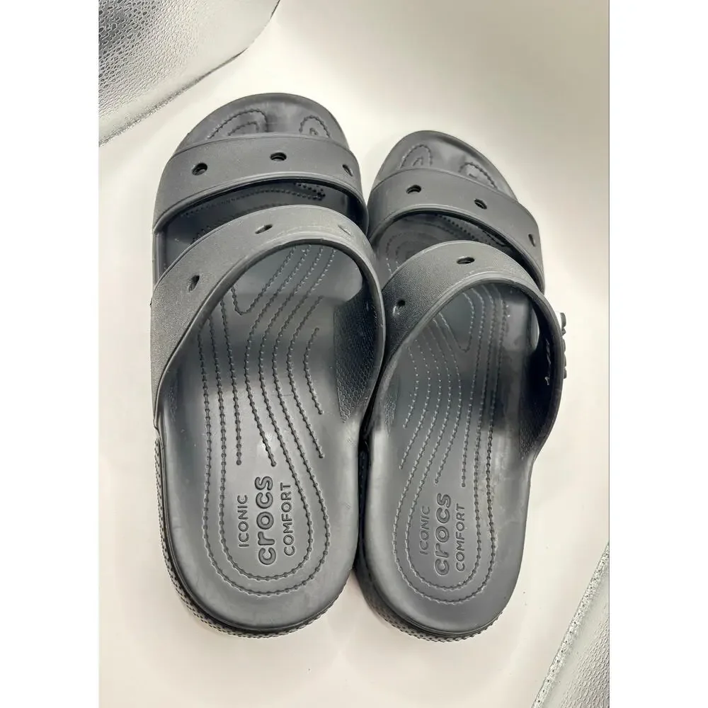 Crocs Men sz 12 women 14 Unisex black slippers comfortable recovery sandals